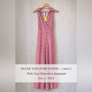 Diane Von Furstenberg for Target Pink Geo Collared Sleeveless Jumpsuit NWT – L